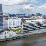 Hamburg. Hafen, Hafencity. Hafencity Universitaet. HCU . Henning Voscherau Platz . Watermark. Buenos-Aires-Kai .